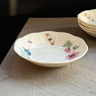 外贸出口大牌LENOX菜盘16.5cm小深盘陶瓷餐具家用小菜碗象牙骨瓷