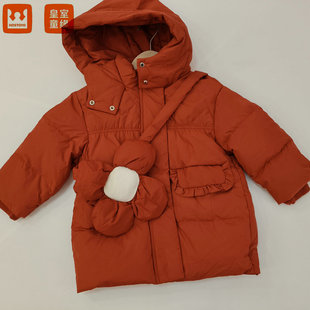 皇室童缘5810102004冬甜美花朵包包中长款女童羽绒服小童90-110码