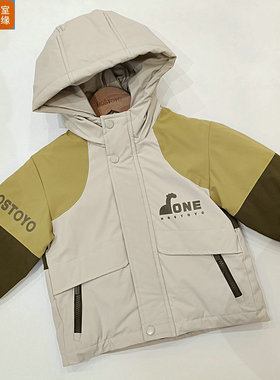皇室童缘5410114003冬季绿色拼接连帽小童羽绒服100、130码