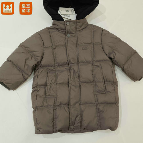 皇室童缘男童撞色连帽羽绒服