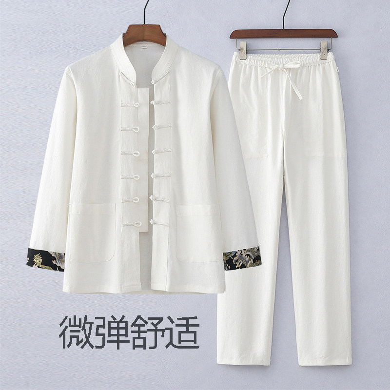 茶艺居士服唐装两件套亚麻禅修