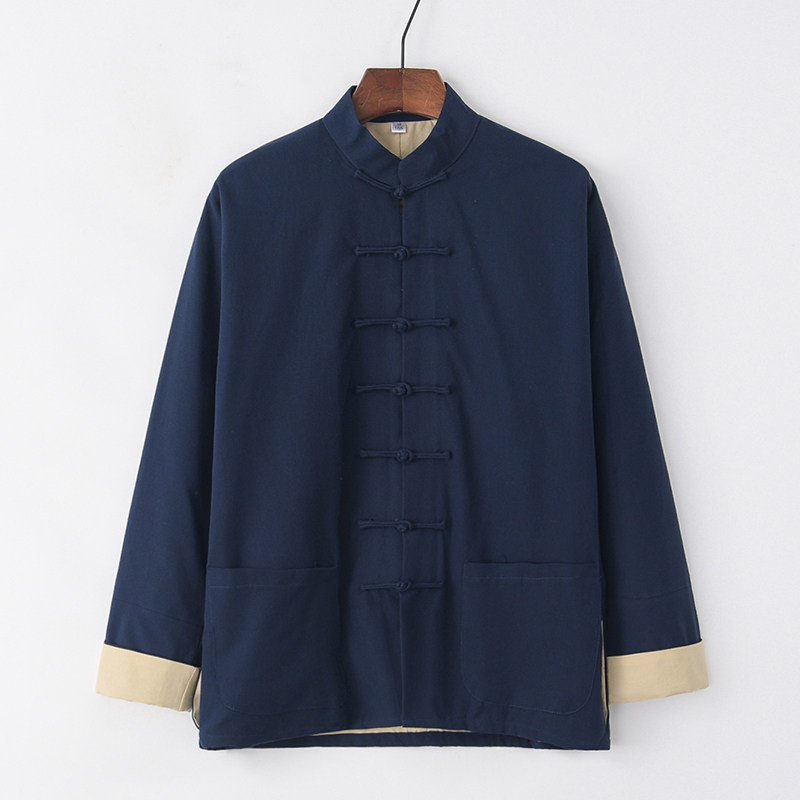 秋冬唐装纯棉老粗布盘扣复古汉服