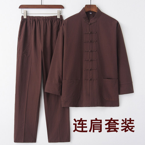 中老年唐装复古纯棉长袖套装