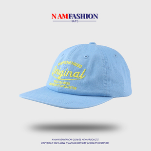 韩国小众复古软顶刺绣字母平沿帽女街头潮平檐嘻哈鸭舌帽显脸小