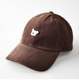 卡通小狗头刺绣软顶灯芯绒棒球帽男女同款可爱休闲百搭遮阳鸭舌帽