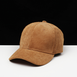 帽子女秋冬灯芯绒保暖棒球帽男韩版 简约百搭纯色鸭舌帽情侣弯檐帽