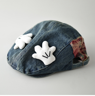 春夏新款可爱小手牛仔拼接前进帽女搞怪软萌甜美百搭显脸小遮阳帽