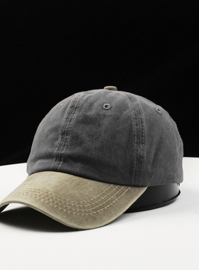 帽子女春夏复古牛仔水洗棒球帽男韩版百搭学生光身拼色刺绣鸭舌帽