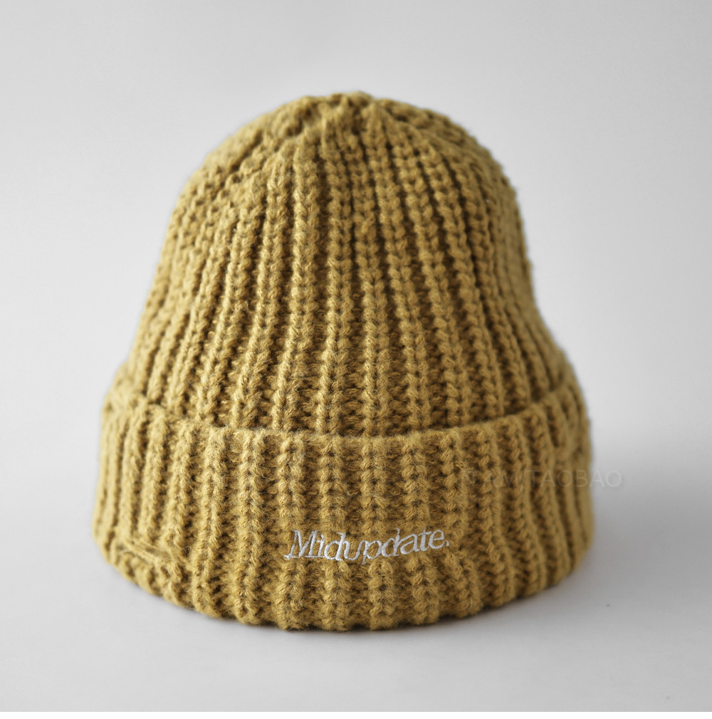 字母刺绣破洞针织帽男女情侣款时尚潮流个性百搭保暖护耳毛线帽