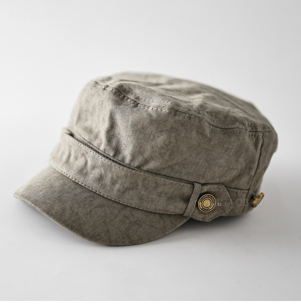 日系复古弯檐平顶帽女时尚简约气质百搭遮阳显脸小金属扣报童帽