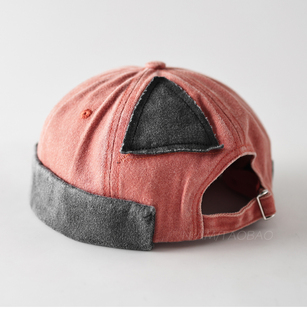 可调节三角补丁拼色地主帽男女同款 潮流街头嘻哈雅痞瓜皮帽 时尚