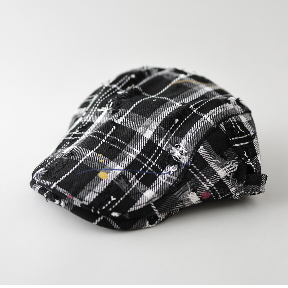 格纹泼墨前进帽男女情侣款