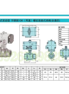 议价北泽C-UTFE锈钢球阀气动螺纹全通径球阀 KITZ气动球阀DN32