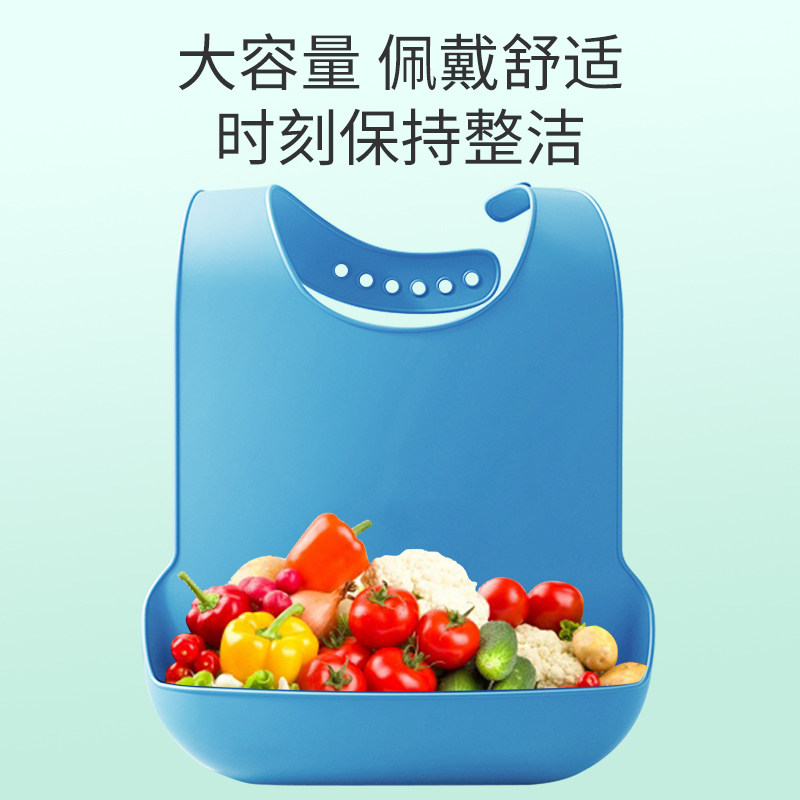 老人吃饭用的围兜瘫痪不便喂饭专用成人口水兜防水硅胶大人饭兜