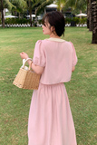 法式气质小香风套装女2025夏季新款甜美方领上衣显瘦半身裙两件套，女装套装/套裙，2C010