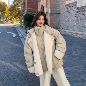 新款 皮毛拼接PU白鸭绒羽绒服外套 C010-8818-P285-K428图片