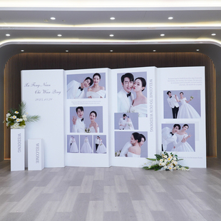 结婚kt板定制婚礼照片留影背景墙迎宾装饰订婚宴出阁答谢现场布置