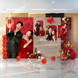 结婚kt板定制婚礼现场布置迎宾照片背景墙婚纱照海报墙留影区装饰