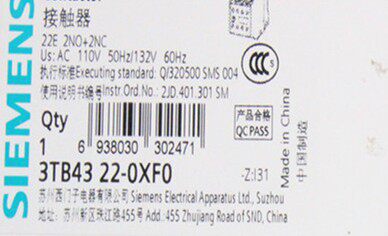原装正品西门子3TB4322-0XF0交流接触器 22A AC110V 3TB43 22-0X