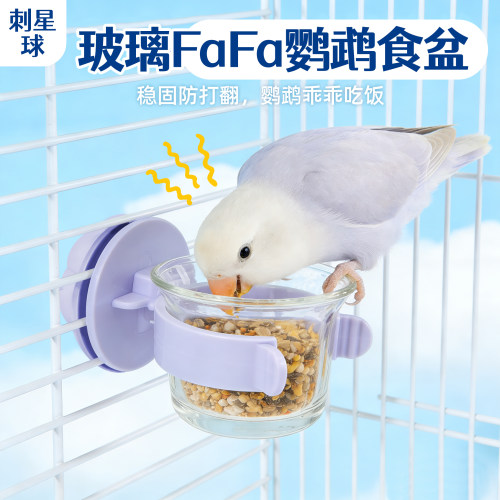 玻璃花花挂碗鹦鹉花枝鼠蜜袋鼯悬挂食盆马卡龙色喂食器