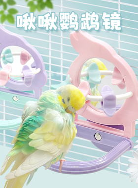 刺星球啾啾鹦鹉镜子玩具牡丹解闷用品用具鹦鹉站架杆啃咬小鸟玩具