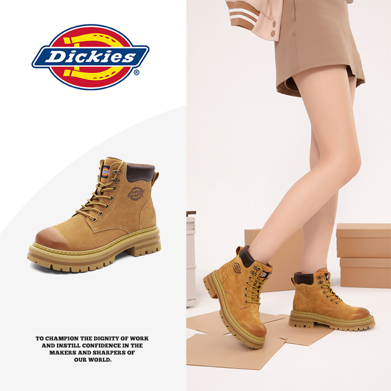 Dickies马丁靴女2024新款真皮女靴厚底增高户外工装登山靴子女款,女鞋,马丁靴,淘宝优惠券,粉丝福利购,淘宝优惠卷
