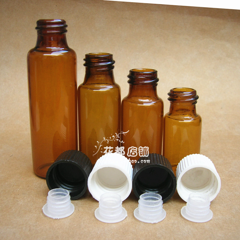 热卖10ml茶色避光精油玻璃瓶塑料盖小样瓶试剂样品分装瓶无孔内塞