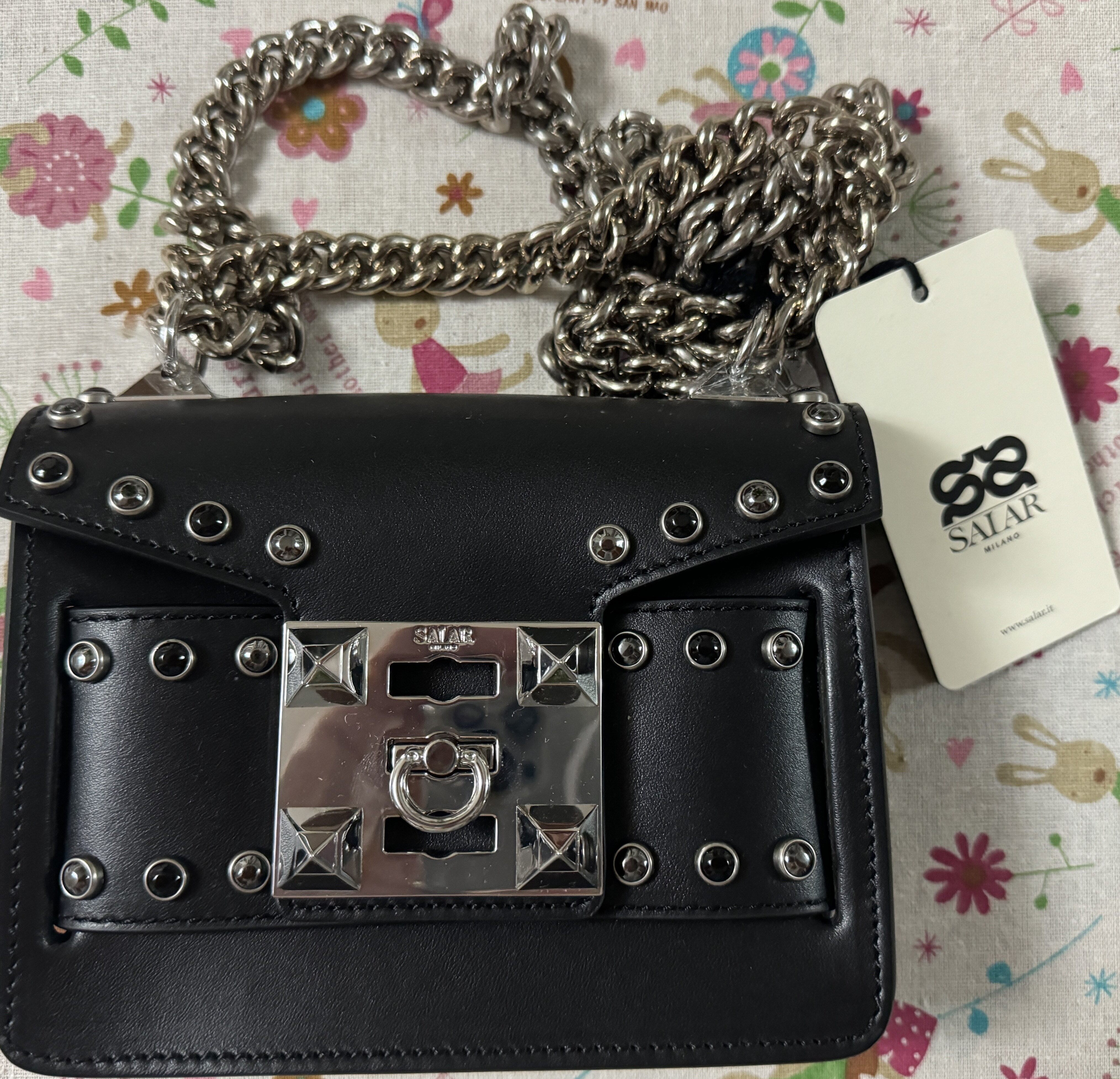 清仓特价 经典 SALAR Milano米兰设计师品牌 方包 MILA 黑色
