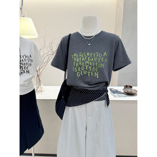 复古字母短袖宽松显瘦短袖T恤女
