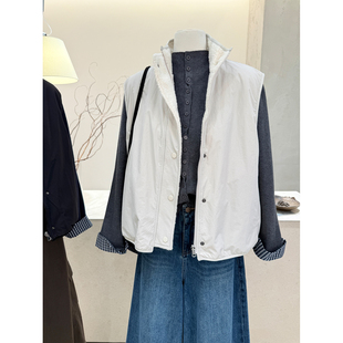 小哲韩版立领拉链马甲女秋冬新款宽松显瘦无袖羊羔毛加绒坎肩背心