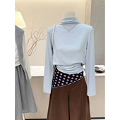 韩版 打底衫 气质半高领长袖 新款 小哲 显瘦基础款 T恤女秋季 修身 上衣