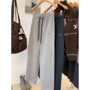 女秋冬加绒加厚保暖卫裤 小哲 韩系刺绣松紧腰高腰显瘦直筒运动裤