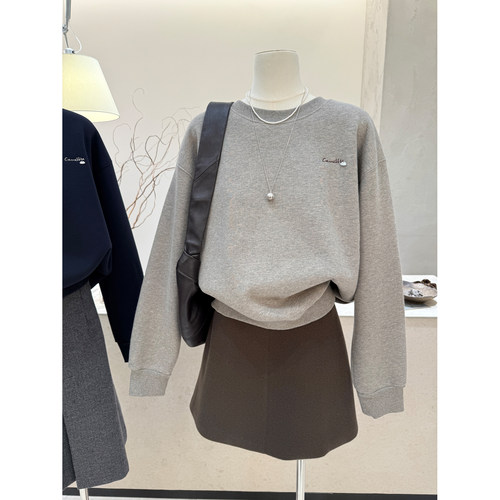 韩系圆领长袖宽松显瘦套头卫衣