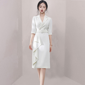 RM5272#西装连衣裙女 夏季高级感气质职业装通勤腰带款七分袖