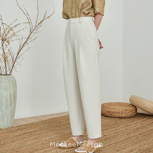 休闲裤 MeeLeeMeeLab 夏季 萝卜裤 原创高腰垂感微弹九分小脚锥形裤