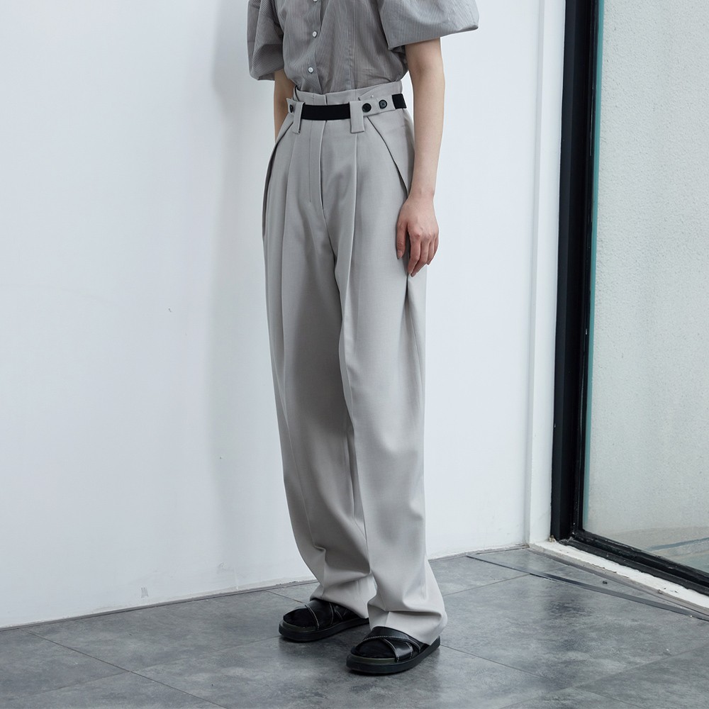 高腰花苞长裤绅士优雅