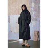 MeeLeeMeeLab 绅士优雅极简系带进口驼绒宽松大摆超长款 连帽外套