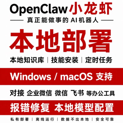 openclaw远程代安装搭建配置api教程指导本地部署小龙虾ai定制作