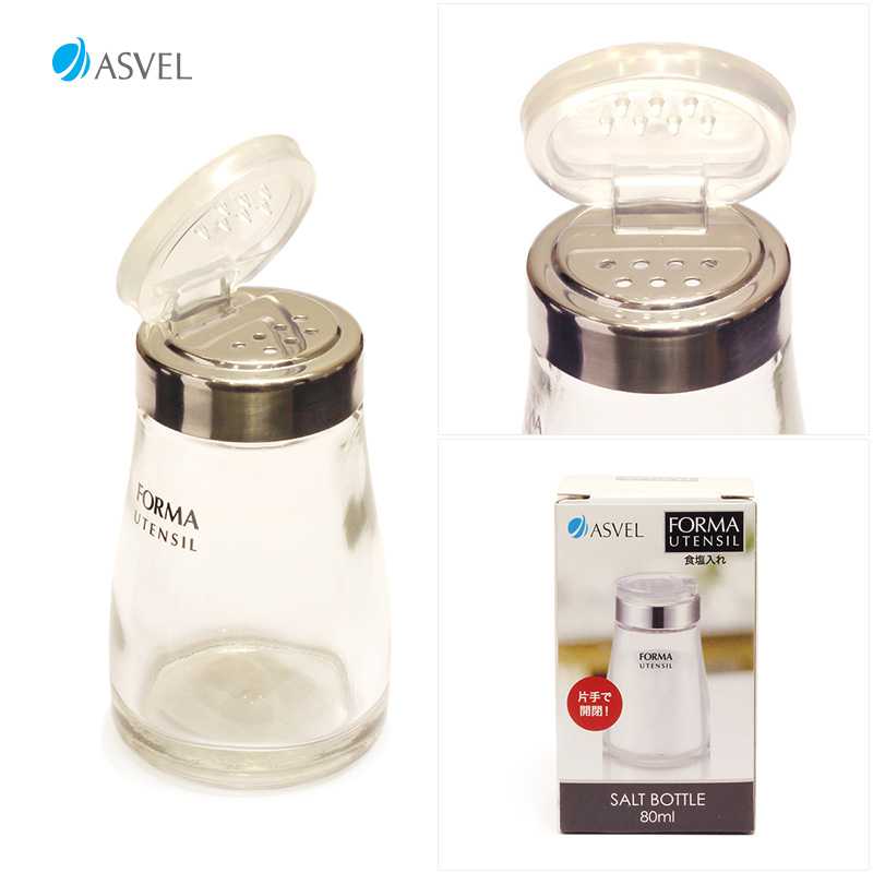 asvel日本玻璃带盖椒盐调味瓶罐