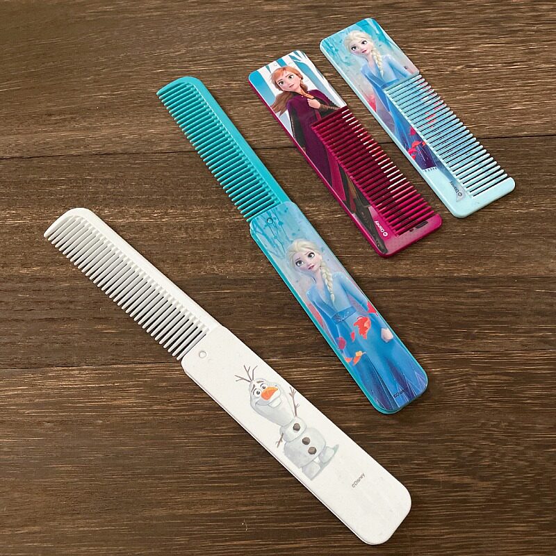 韩国冰雪奇缘爱莎安娜女孩可爱卡通便携随身折叠梳儿童刘海小梳子