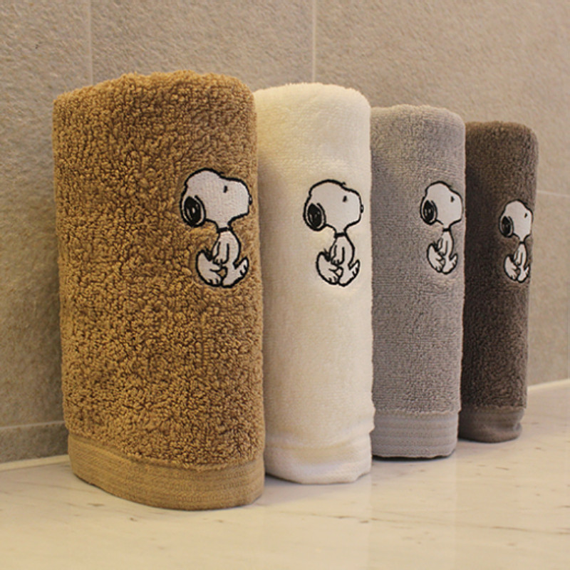 韩国进口家用松月情侣儿童纯棉可爱卡通成人洗脸柔软全棉毛巾两条