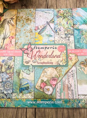 新款Stamperia童话仙境 独角兽背景纸本素材包Wonderland