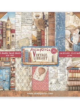 Stamperia复古图书馆 进口背景纸本 相册阅读读书Vintage Library