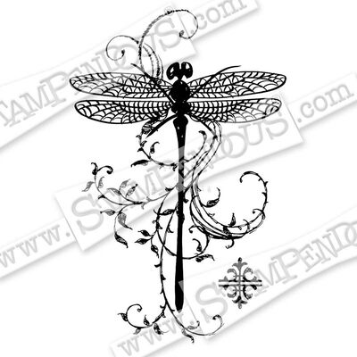 Stampendous藤蔓蜻蜓泡棉印章 进口橡胶胶皮印章 Dragonfly Vine