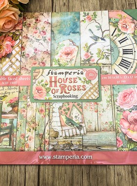 Stamperia玫瑰满屋 花朵木板经典进口纸本House of Roses