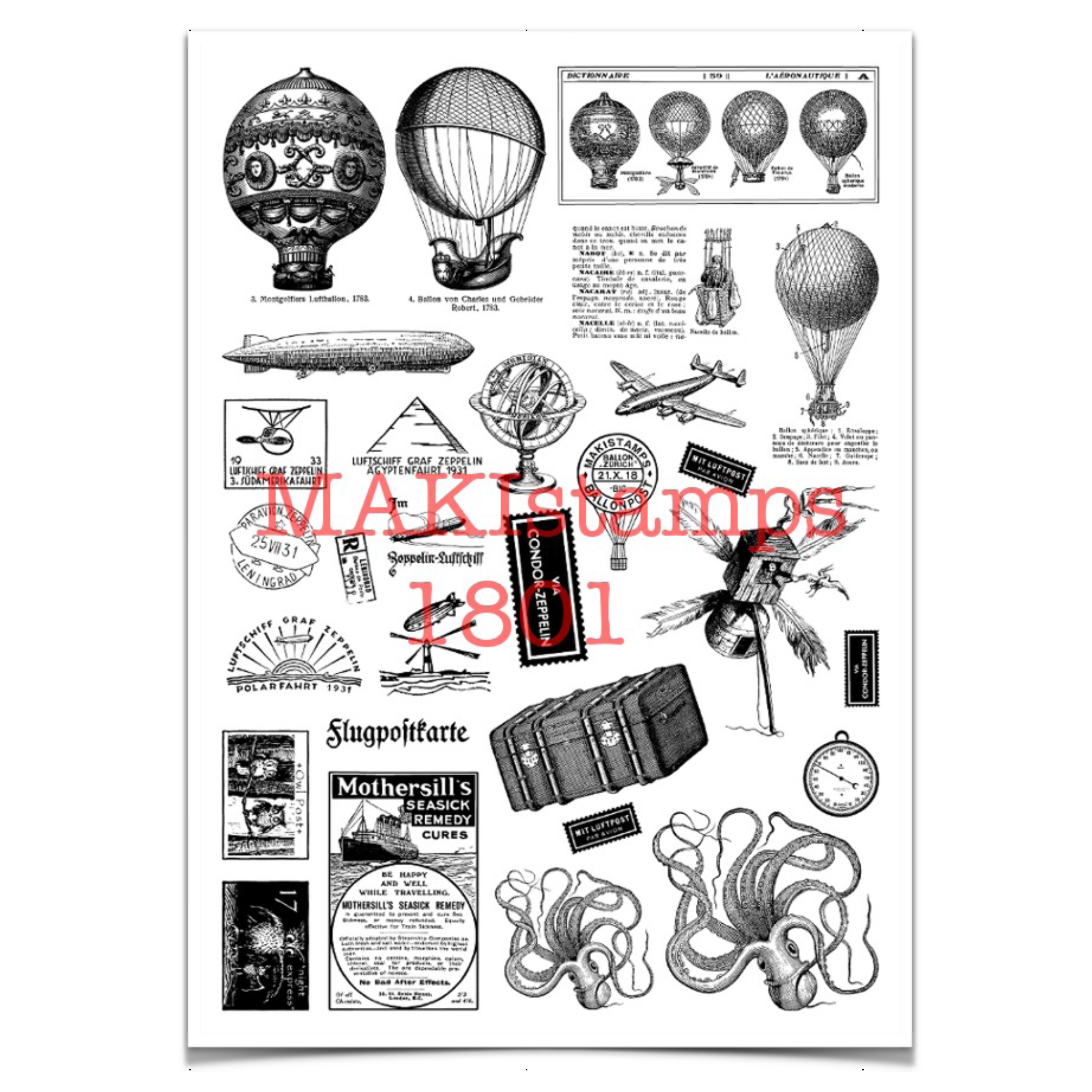 makistamps德国复古热气球邮戳