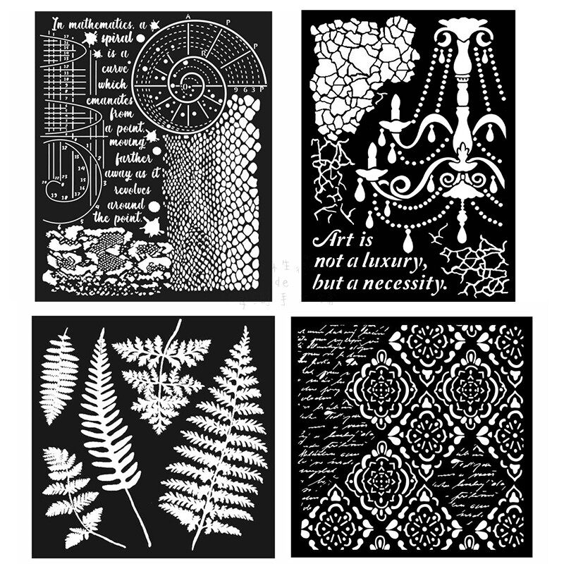 Stamperia纹理遮蔽模板 欧洲进口塑料遮蔽板 花朵电路宇宙