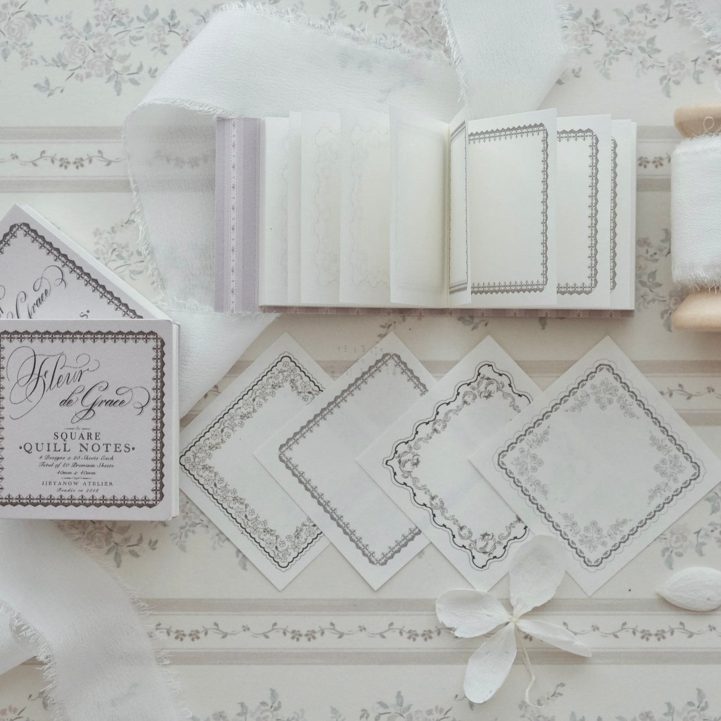 Jieyanow优雅小花备忘录便签纸 手帐Fleur de Grace Quill Notes