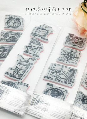 Tim Holtz新鲜咖啡旅行复古迷你蓝图橡胶印章Stampers Anonymous