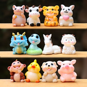 卡通十二生肖迷你公仔仿真动物玩偶潮玩盲盒玩具微景观桌面小摆件